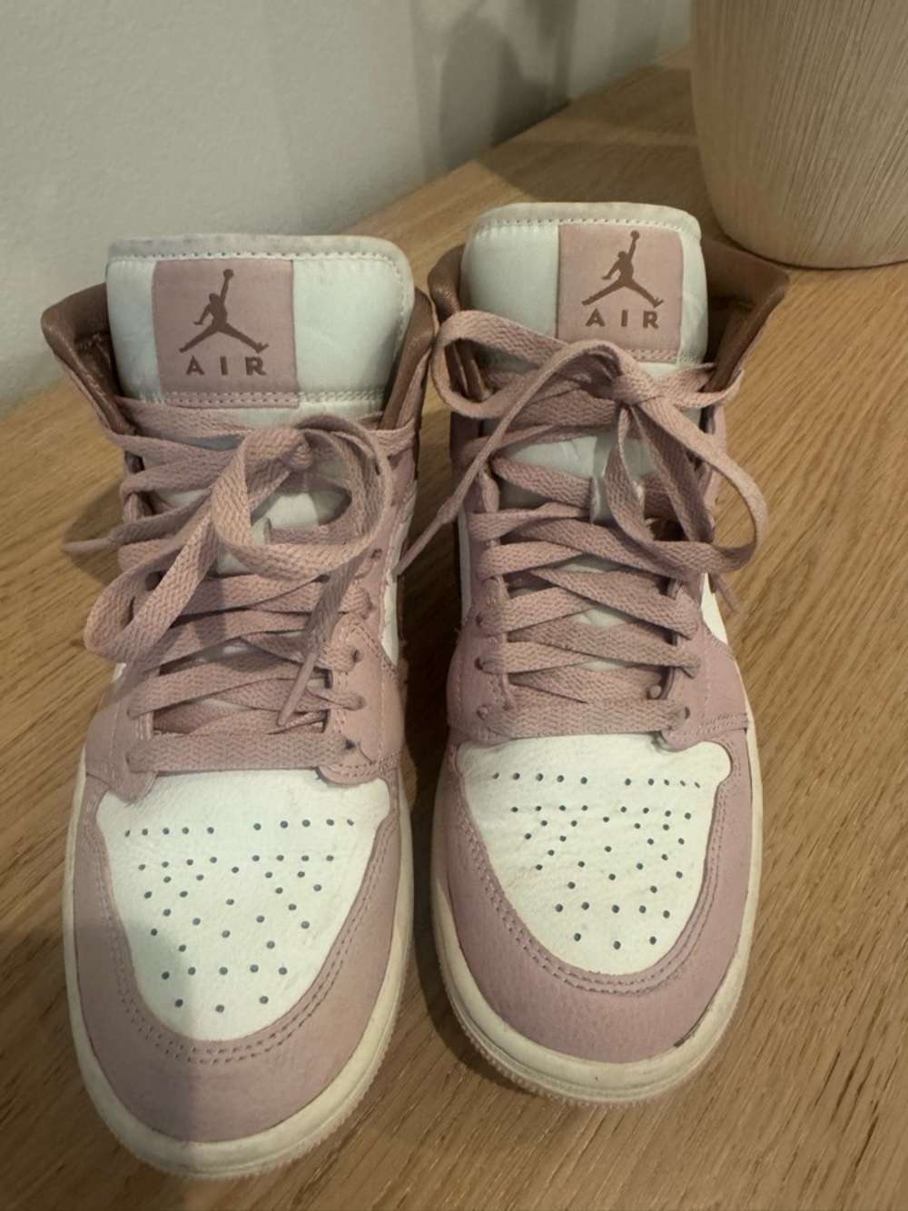 Nike High-Top Sneakers in Dusty Pink and White
